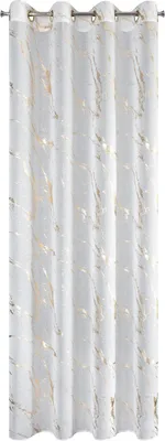 Produktbild von EUROFIRANY | Vorhang - Gardinen - weiß - 140 x 250 cm - Glamour - goldene Ösen - durchsichtig - mit Aufdruck