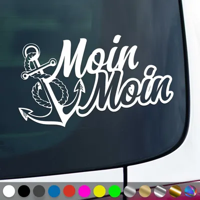 Produktbild von PantherPixel Moin Moin Aufkleber Anker Nordsee Ostsee Küste Sticker Auto Geschenkidee Farbe Weiss