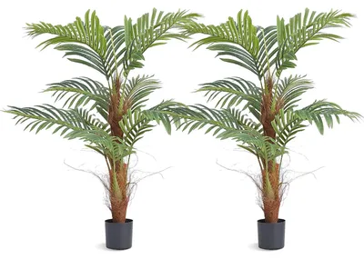 Image de Areca Catechu artificiel 800 x 800 x 1219 mm, plante en plastique PE en pot, palmier à bétel, inodore, imperméable, idéal pour la chambre à coucher, le bureau ou le salon
