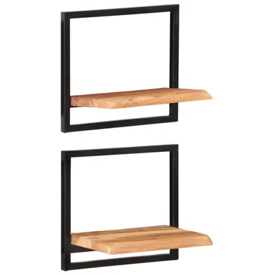 Produktbild von Wandregale 2 Stk. 40x24x35 cm Massivholz Akazie und Stahl