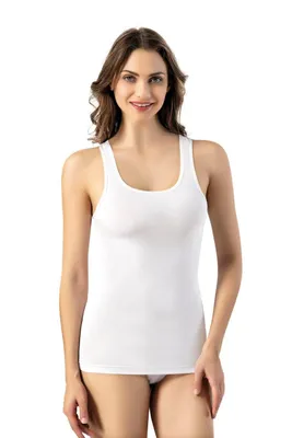 Produktbild von 4er Pack Damen Unterhemden Tank Top Weiß XXL Achselhemd Feinripp %100 Baumwolle K-43