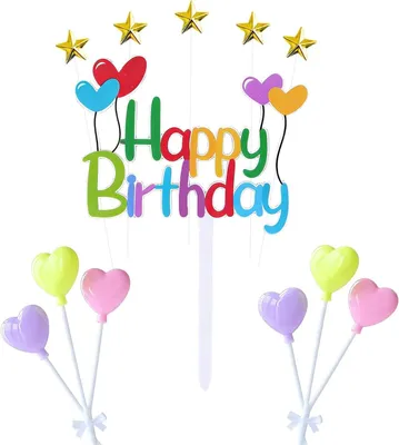 Tortenaufsatz Regenbogen, Happy Birthday, bunt, 1 Stück