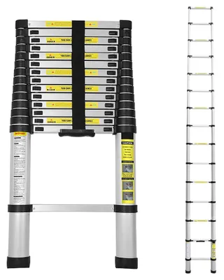 Imagen del producto de Escalera telescópica escalera de aluminio - 4,4 m - 15 peldaños - Soporta hasta 150 kg - Plegable