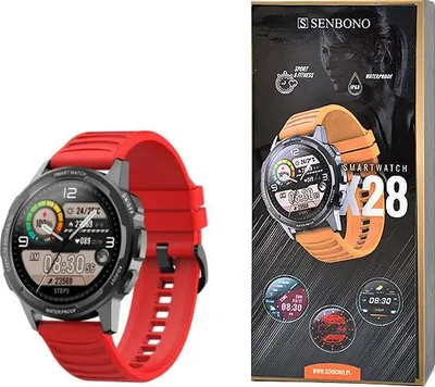 Obrázok produktu pre SMARTWATCH SENBONO X28 RED Full HD 360x360, meranie SpO2, kovové puzdro