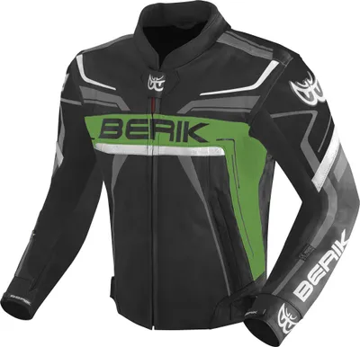 Image de Blouson en cuir Berik Absolute Race, noir/vert/anthracite, 52