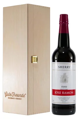 Produktbild von Jose Ramon Sherry -Fino- mit Geschenk-Holzkiste