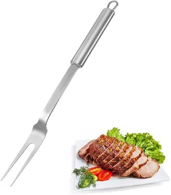 Productafbeelding van Ibenzoa® 304 roestvrijstalen kook- en grillvork met ergonomische handgreep – robuuste, roestvrije keuken- en grillvork, vaatwasmachinebestendig, geschikt voor professioneel gebruik en thuis