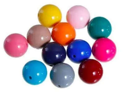 Acrylperlen 14 mm, 50 Stück, bunt, glänzend, Loch 1,5 mm