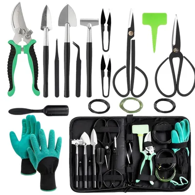 Image de Kit d'outils de jardinage pour bonsaï, comprenant 24 pièces