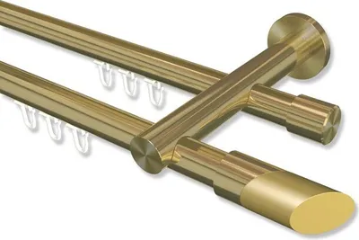 Produktbild von Interdeco Innenlaufstange, Gardinenstange mit Innenlauf Messing-Optik Modell Platon Verano, 20 mm Ø 2-läufig, 540 cm (geteilt)