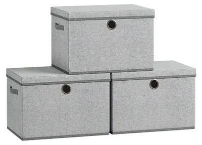 Productafbeelding van Opbergboxen met deksel, 3-delig set | Duifgrijs | 43x30x30 cm