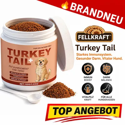 Image de Fellkraft™ Turkey Tail : probiotiques pour chiens, champignon médicinal, immunité, intestin, poudre au bacon, 100 g
