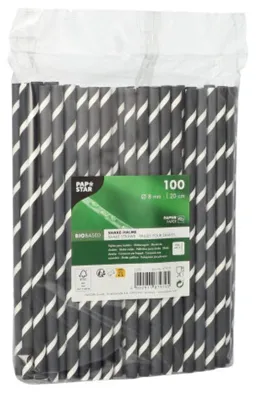 Produktbild von Papstar Shake-Halme Papier Stripes 8mm x20cm 100 Stück
