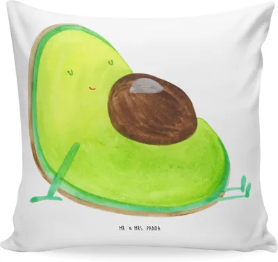 Produktbild von Mr. & Mrs. Panda kuschelkissen 40x40 Avocado Schwangerschaft - Weiß - Geschenk, Geburt, Dekokissen, Schwanger, Baby, Liebe, Lounge Kissen, für sofa, Deko