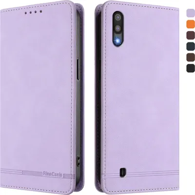 Image de Etui pour Samsung Galaxy A10, étui rétro en cuirPolyuréthaneavec support et fentes pour cartes de crédit Violet