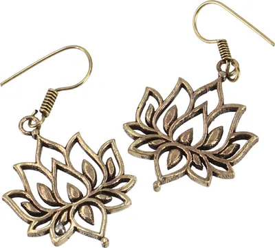 Produktbild von Tribalohrringe aus Messing, Ethnoohrringe Lotus, Goaschmuck - Gold/antik, Gold-Farben, 3,5*2*0,1 cm, Ohrringe + Ohrstecker Modeschmuck
