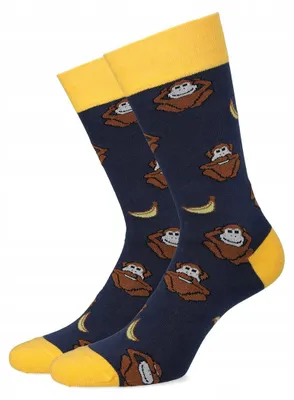 Produktbild von Lancerto Socken Dunkelblau-gelb mit Affenmuster