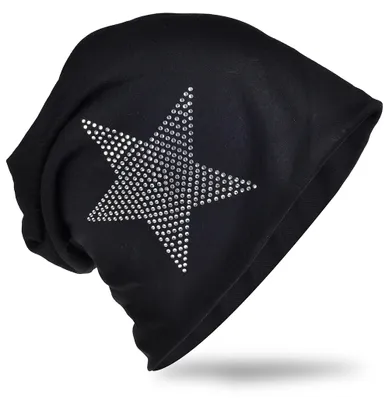 Produktbild von Beanie Muetze Strass Stern Schwarz