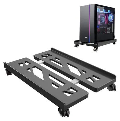 Produktbild von Geeigneter mobiler CPU-Ständer - universeller CPU-Ständer mit vier Rädern - Computer-Desktopständer für PC-Tower-Computerständer - CPU-Wagen unter Gamer-Schreibtisch (schwarz)