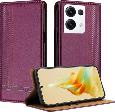 Produktbild von Handyhülle für OPPO Reno8 Pro 5G Leder Flip Klappbare Schutzhülle mit Standfunktion Lila