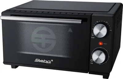 Produktbild von Mini-Backofen mit wirksamer Gehäuseisolation, 2 Einschubebenen, Pizzatiefe bis Ø 22 cm, Doppel-Glastür, Temperaturregler, Backblech, Krümelklappe