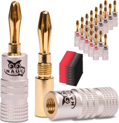 Produktbild von Bananenstecker 24K vergoldet Schrumpfschlauch 24x NAUC High End Steckverbinder