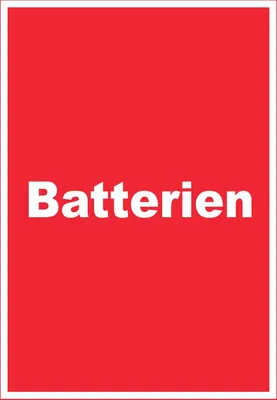 Produktbild von Batterien Mülltrennung Schild mit Text hochkant A6 Rückseite selbstklebend
