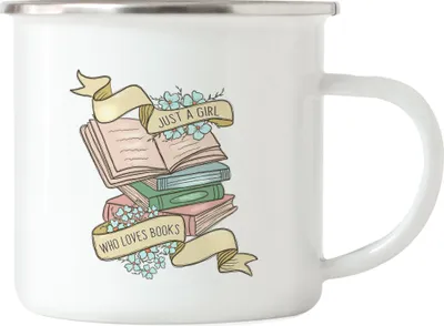 Produktbild von Just a girl who loves books Emaille Tasse Mädchen Geschenkidee Bücherwurm Leseratte