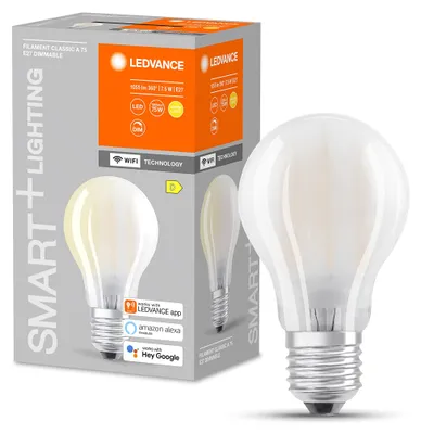 Obrázok produktu pre LEDVANCE SMART+ WiFi Filament Classic Dimmable, Inteligentná žiarovka, Wi-Fi, Krém, Integrovaná LED, E27, Teplá biela