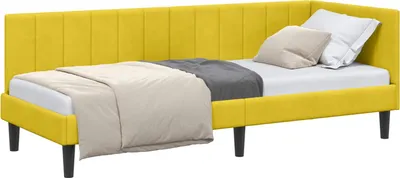 Zdjęcie produktu dla vidaXL Narożna rama łóżka z zagłówkiem żółta 80 cm x 200 cm aksamitna