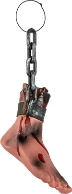 Produktbild von Blutiger, abgetrennter Fuß mit Folterkette 39 cm