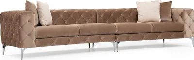 Produktbild von Hanah Home, Como - Dark Cream, Klassische Sofas, 4-Sitzer-Sofa, Dunkle Creme, Polyester, 344 x 72 x 90 x cm