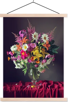Produktbild von MuchoWow® Textilposter Stilleben - Blumenstrauß - Blumen 40x53 cm mit holzfarbenen Rahmen - Schlafzimmer