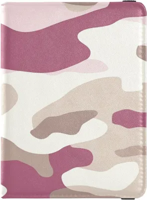 Produktbild von Violette Reisepasshülle aus Leder für Reisen und die Familie, für Reisepass und Impfausweis, wasserdicht im Camouflage-Design