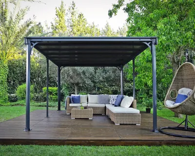 Image de Gazebo de jardin 426x309cm gris anthracite - Palram - 704673 - milano