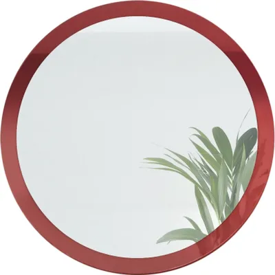 Produktbild von Vladon Spiegel Globe 80 cm,  Germany, dekorativer runder Wandspiegel für Flur und Wohnzimmer mit MDF-Rahmen in Bordeaux Hochglanz