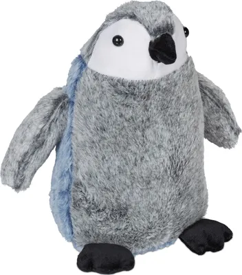 Produktbild von Relaxdays Türstopper Pinguin, Stoff mit Sandfüllung, Türpuffer Boden, Deko Türsack Kinder, HxBxT: 25x24x17 cm, grau/blau