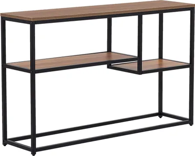 Produktbild von BELIANI Konsolentisch Braun Schwarz 30 x 120 cm 2 Schubladen Zwei Regale Holzoptik Industriell