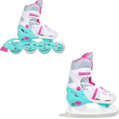 Produktbild von 2in1 Inlineskates Schlittschuhe Raven Loret Mint/Pink 27-30 verstellbar