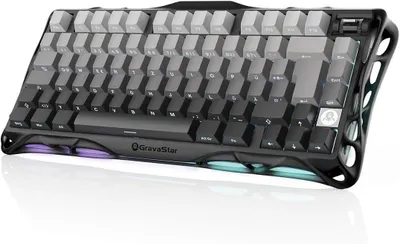Produktbild von GravaStar Mercury K1 75% Mechanische Gaming Tastatur DE QWERTZ, Magnesium Exoskelett, Hot-Swap, Gasket Mount, RGB, Tri-Mode USB-C/BT/2.4G