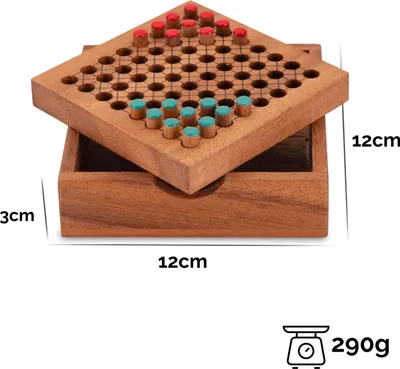 Produktbild von Halma Reisespiel – klassisches Strategiespiel im Mini-Holzkasten für 2 Spieler Grün Rot