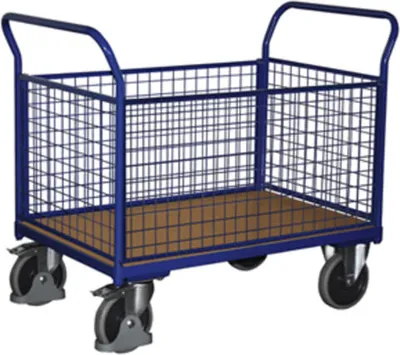 Produktbild von Gitter-Transportwagen, Vierwand - Tragkraft 400 kg - Ladefläche 450 x 850 mm (BxT) - Drahtgitterwände