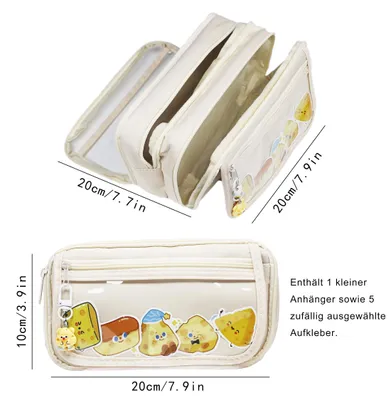 Immagine prodotto di Custodia per penne con 5 scomparti, grande capacità, color beige, adatta per scuola e ufficio