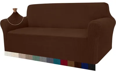Productafbeelding van Bankhoes, elastisch jacquardweefsel, geschikt voor een 3-zitsbank, kleur: chocoladebruin