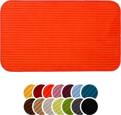 Produktbild von liebling Badteppich mit Anti-Rutsch-Beschichtung aus PVC Noppen, Cord-Optik, 100% Polyester, 60 x 100 cm, Fußbodenheizung geeignet, orange