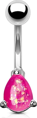 Produktbild von Bauchnabelpiercing Träne Tropfen Opal Glitzer Zirkonia Kristall Autiga® silber-pink