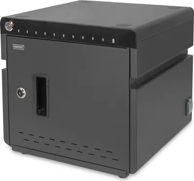 Zdjęcie produktu dla Digitus Mobilna desktopowa stacja ładowania do 10 notebooków/tabletów do 13 cala, UV-C, USB-C, Etui do zarządzania urządzeniami przenośnymi, Czarny, Stół, 29,4 cm, Stal, Laptop, Tablet