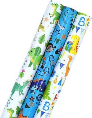 Produktbild von Geschenkpapier 3 Rollen, Bunt, Geschenkverpackung, Für Geburtstage, Feiertage, Kinder