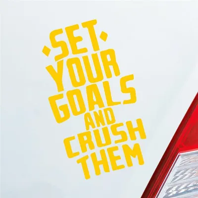 Produktbild von Auto Aufkleber Set your Goals and crush them Ziele erreichen Car 10x17 cm Gelb Sticker Heckscheibenaufkleber