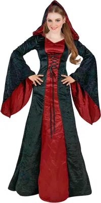 Produktbild von Elegantes Gothic-Damenkostüm für Halloween Vampirin schwarz-rot Small